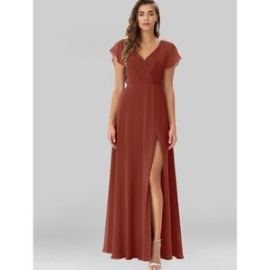 Azazie Rylee Formal Maxi Dress in Terracotta Bridesmaid Prom Cocktail Dress